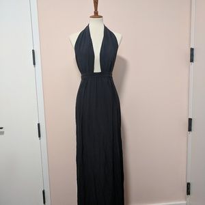 Reformation plunging halter wrap dress